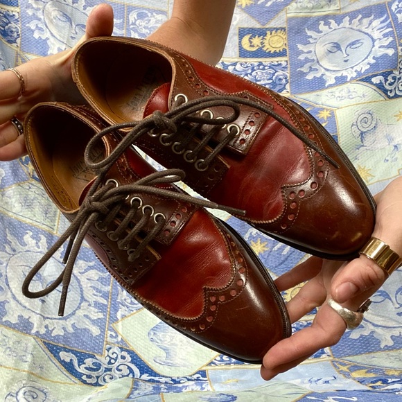 John Fluevog BrownItalian Leather Oxfords - Picture 1 of 5
